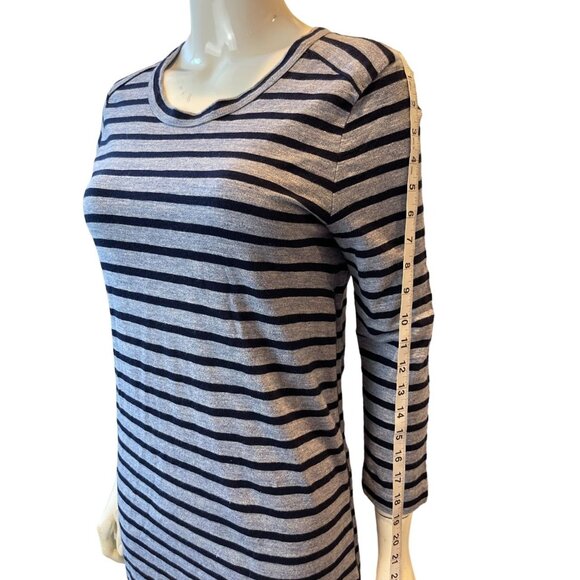 J. Crew Womens Striped Tee Shirt Dress Side Zippers 100% Cotton Blue Gray SZ XS - Picture 6 of 10